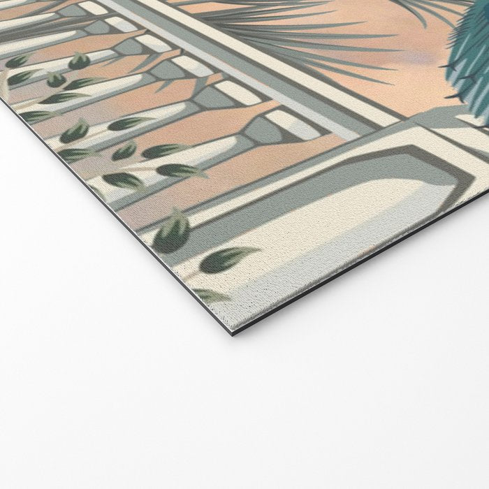 Chinoiserie Palatial Peacock Garden Peach Cloud Sky Welcome Mat Gallery Image 2