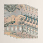 Chinoiserie Palatial Peacock Garden Peach Cloud Sky Wrapping Paper Gallery Image 3
