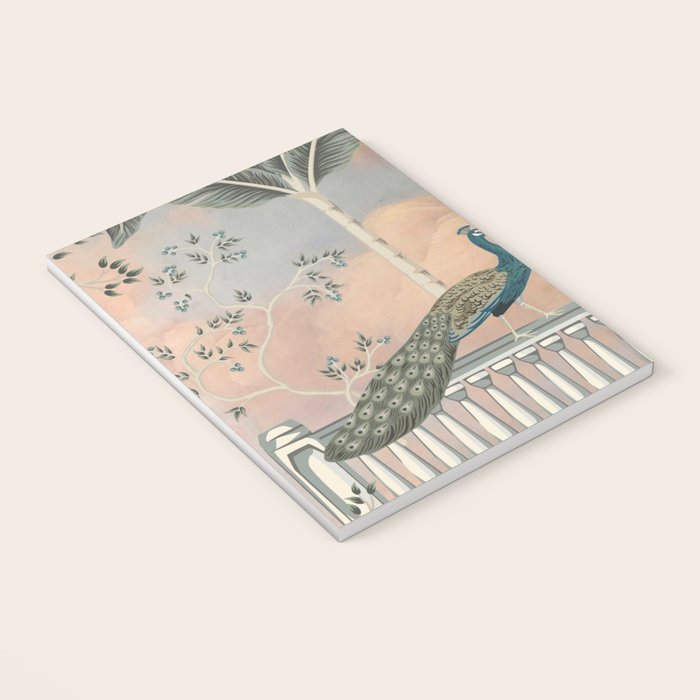Chinoiserie Palatial Peacock Garden Peach Cloud Sky Notebook Gallery Image 3