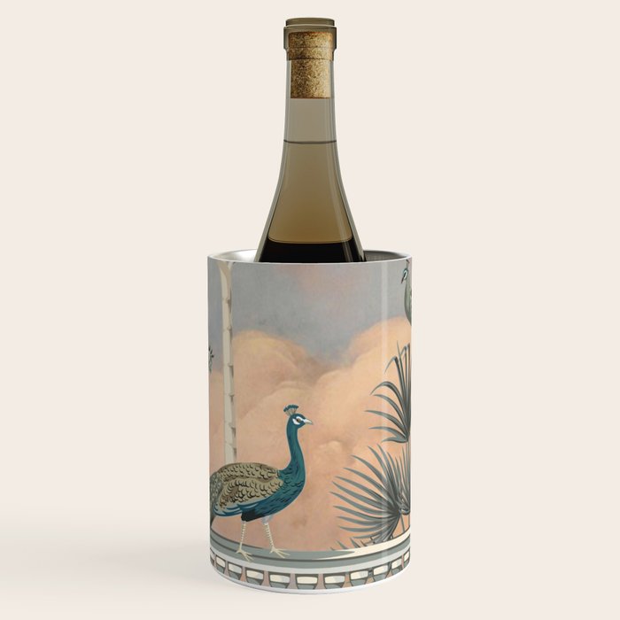 Chinoiserie Palatial Peacock Garden Peach Cloud Sky Wine Chiller Gallery Image 1