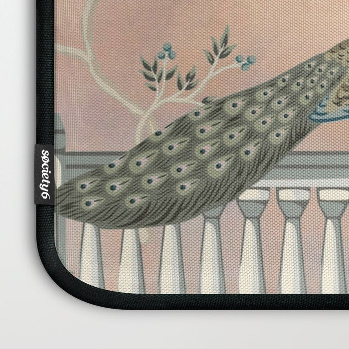 Chinoiserie Palatial Peacock Garden Peach Cloud Sky Laptop Sleeve Gallery Image 3
