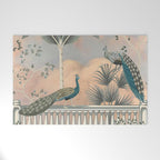 Chinoiserie Palatial Peacock Garden Peach Cloud Sky Welcome Mat Gallery Image 1