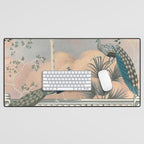 Chinoiserie Palatial Peacock Garden Peach Cloud Sky Desk Mat Gallery Image 1