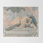 Chinoiserie Palatial Peacock Garden Peach Cloud Sky Throw Blanket Gallery Image 2