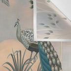 Chinoiserie Palatial Peacock Garden Peach Cloud Sky Wall Tapestry Gallery Image 3