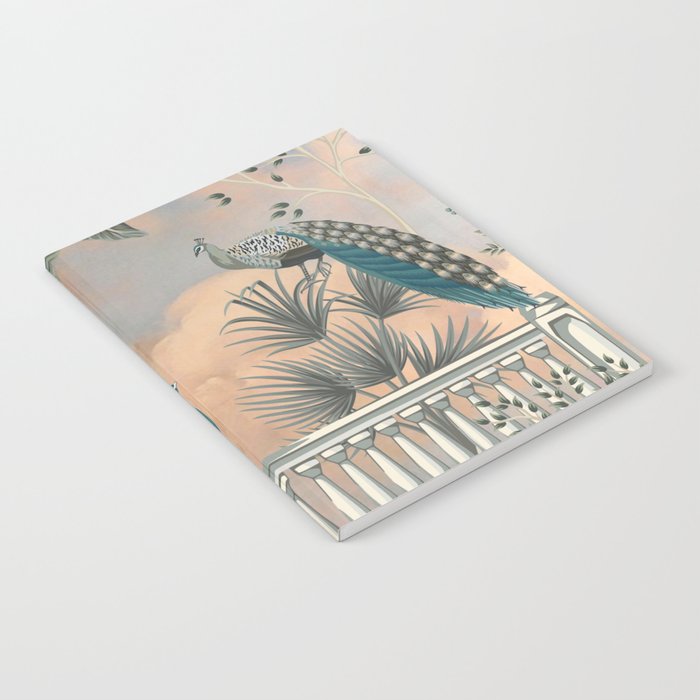 Chinoiserie Palatial Peacock Garden Peach Cloud Sky Notebook Gallery Image 1