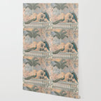 Chinoiserie Palatial Peacock Garden Peach Cloud Sky Wallpaper Gallery Image 2