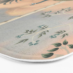 Chinoiserie Palatial Peacock Garden Peach Cloud Sky Bath Mat Gallery Image 3