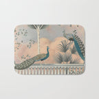 Chinoiserie Palatial Peacock Garden Peach Cloud Sky Bath Mat Gallery Image 1
