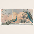 Chinoiserie Palatial Peacock Garden Peach Cloud Sky Desk Mat Gallery Image 3
