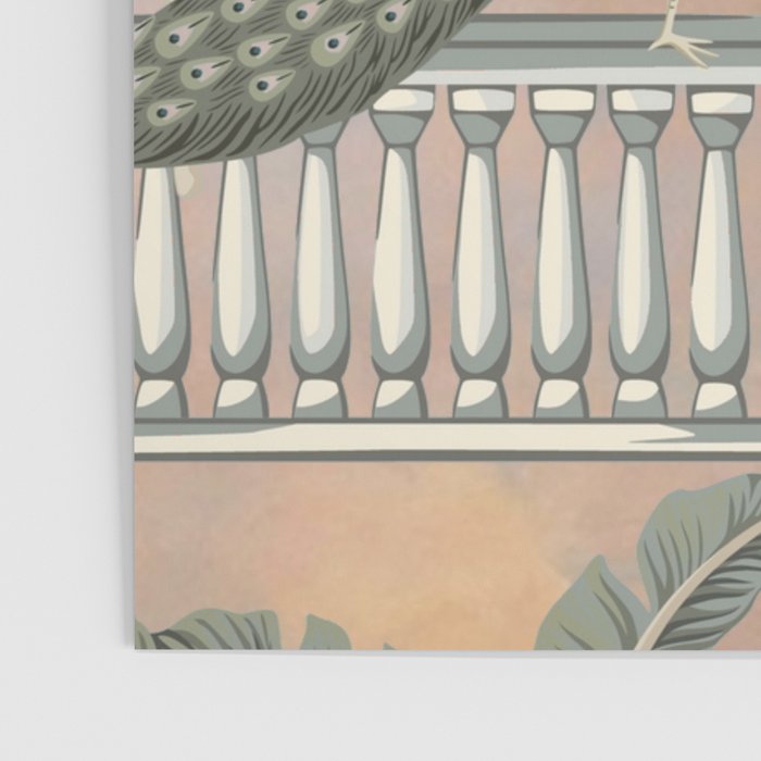 Chinoiserie Palatial Peacock Garden Peach Cloud Sky Poster Gallery Image 3