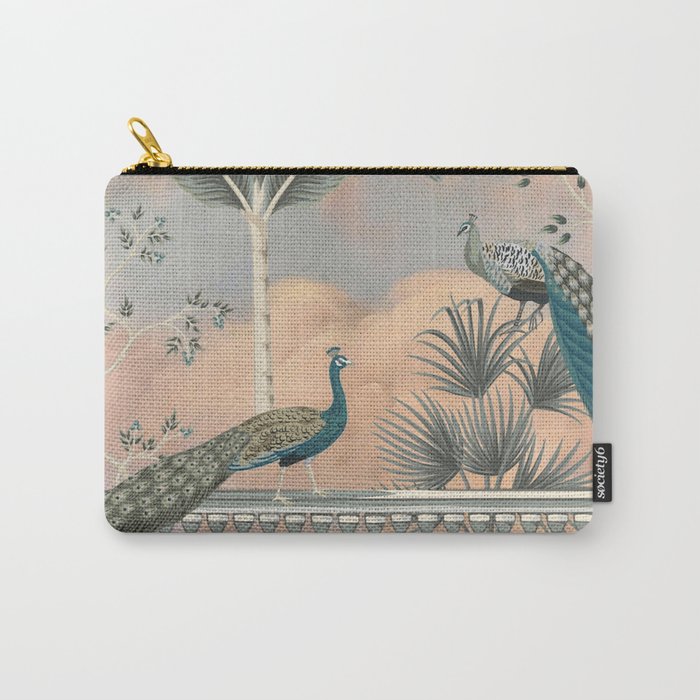 Chinoiserie Palatial Peacock Garden Peach Cloud Sky Carry All Pouch Gallery Image 1