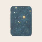 Celestial Gold Sun and Moon Boho Starry Sky Abstract Night Art Bath Mat Gallery Image 1