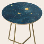 Celestial Gold Sun and Moon Boho Starry Sky Abstract Night Art Side Table Gallery Image 2