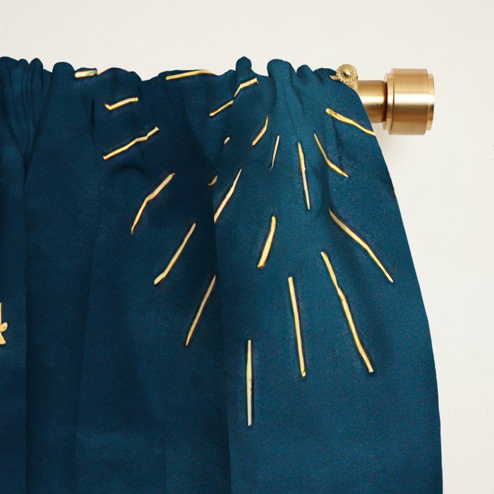 Celestial Gold Sun and Moon Boho Starry Sky Abstract Night Art Window Curtain Gallery Image 2