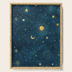 Celestial Gold Sun and Moon Boho Starry Sky Abstract Night Art Serving Tray Gallery Image 1