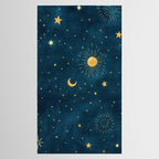 Celestial Gold Sun and Moon Boho Starry Sky Abstract Night Art Tablecloth Gallery Image 2
