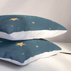 Celestial Gold Sun and Moon Boho Starry Sky Abstract Night Art Pillow Sham Gallery Image 3
