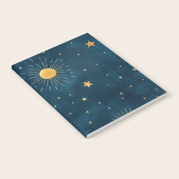 Celestial Gold Sun and Moon Boho Starry Sky Abstract Night Art Notebook Gallery Image 2