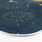 Celestial Gold Sun and Moon Boho Starry Sky Abstract Night Art Bath Mat Gallery Image 3
