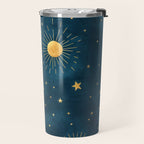 Celestial Gold Sun and Moon Boho Starry Sky Abstract Night Art Travel Mug Gallery Image 2