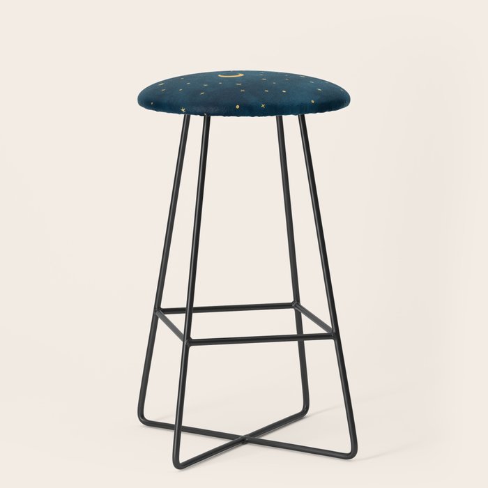 Celestial Gold Sun and Moon Boho Starry Sky Abstract Night Art Stool Gallery Image 1