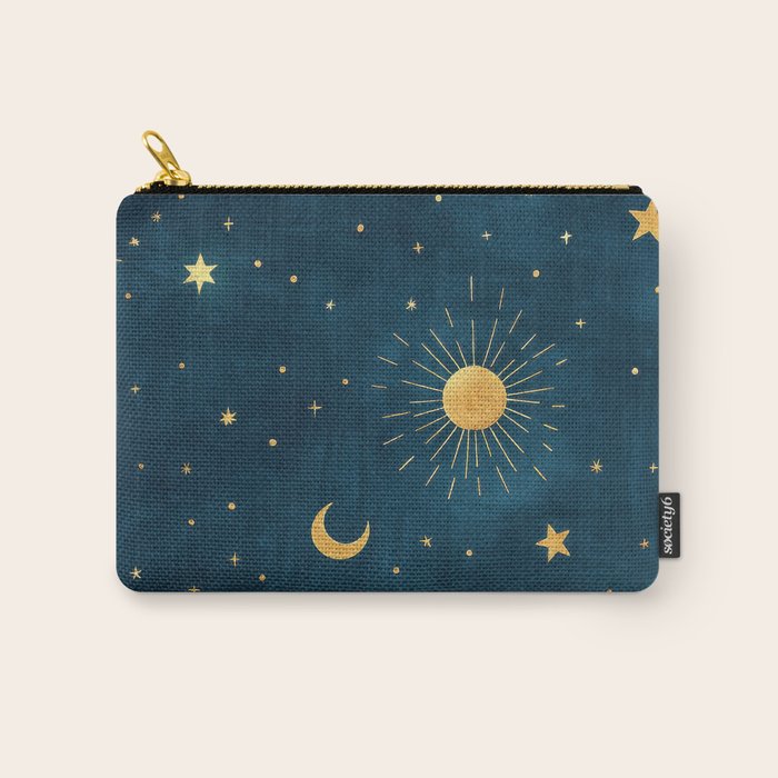 Celestial Gold Sun and Moon Boho Starry Sky Abstract Night Art Carry All Pouch Gallery Image 1