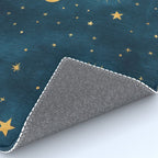 Celestial Gold Sun and Moon Boho Starry Sky Abstract Night Art Rug Gallery Image 4