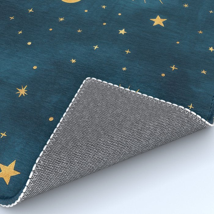 Celestial Gold Sun and Moon Boho Starry Sky Abstract Night Art Rug Gallery Image 4