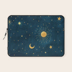 Celestial Gold Sun and Moon Boho Starry Sky Abstract Night Art Laptop Sleeve Gallery Image 1