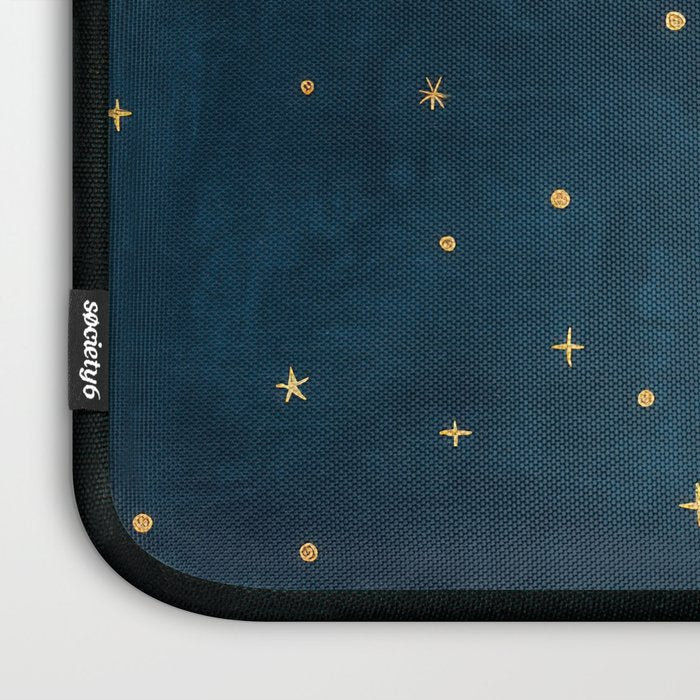 Celestial Gold Sun and Moon Boho Starry Sky Abstract Night Art Laptop Sleeve Gallery Image 3