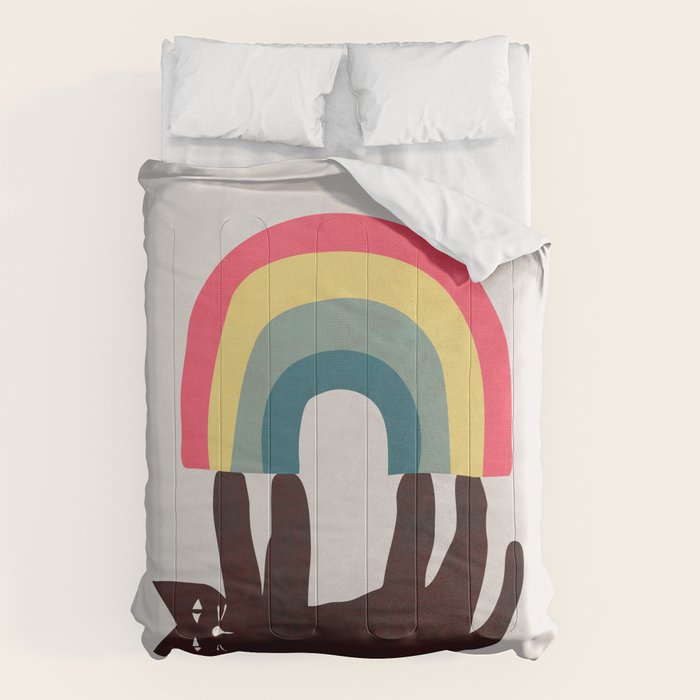 Cat with rainbow Comforter Gallery Image 6