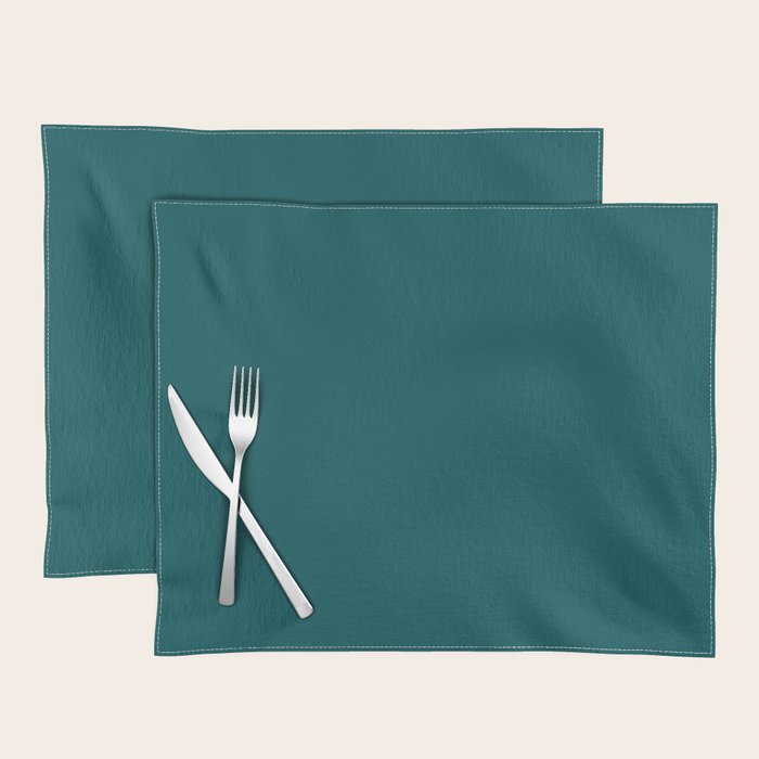 Botanical Teal Green Solid Color Placemat Gallery Image 1