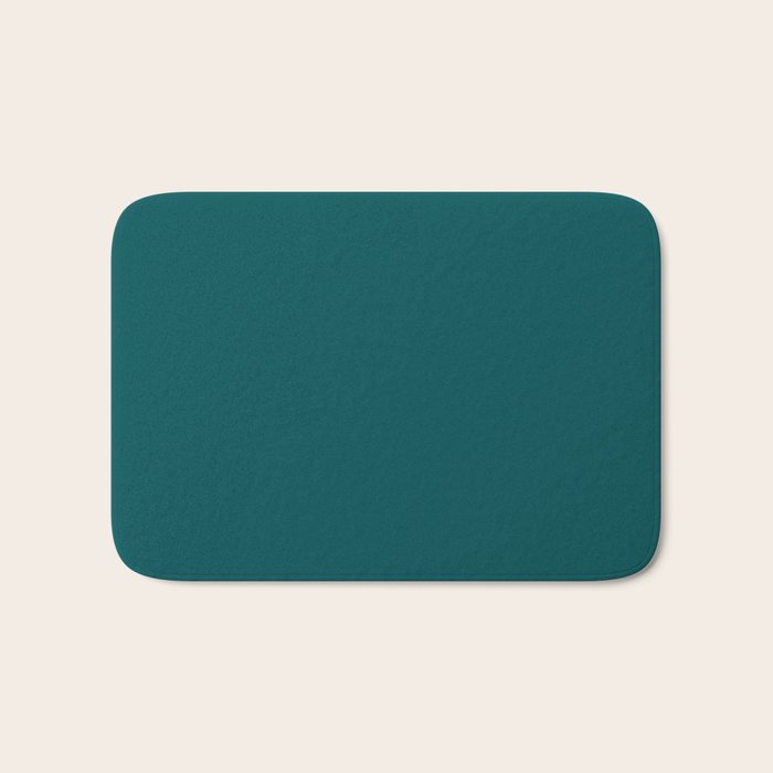 Botanical Teal Green Solid Color Bath Mat Gallery Image 1