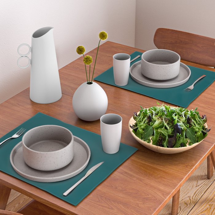 Botanical Teal Green Solid Color Placemat Gallery Image 2