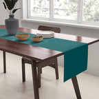 Botanical Teal Green Solid Color Table Runner Gallery Image 2