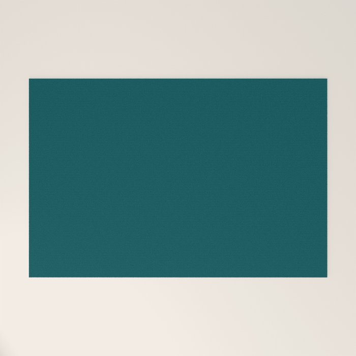 Botanical Teal Green Solid Color Welcome Mat Gallery Image 1