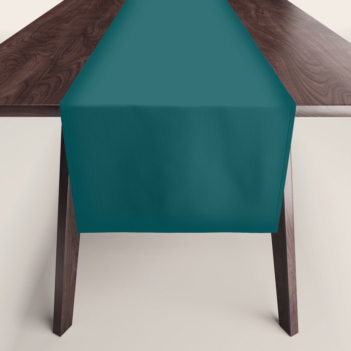 Botanical Teal Green Solid Color Table Runner Gallery Image 1