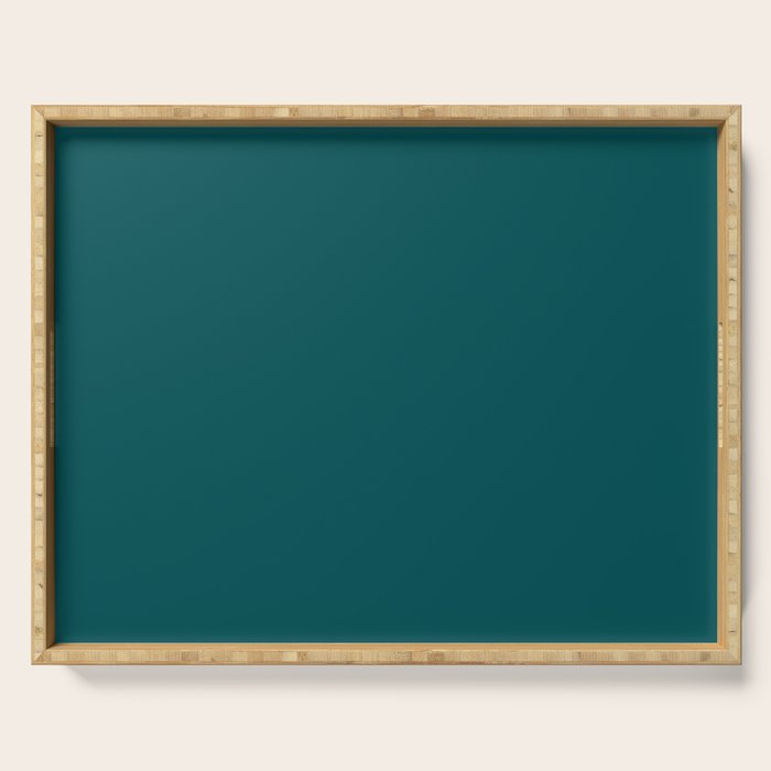 Botanical Teal Green Solid Color Serving Tray Gallery Image 1