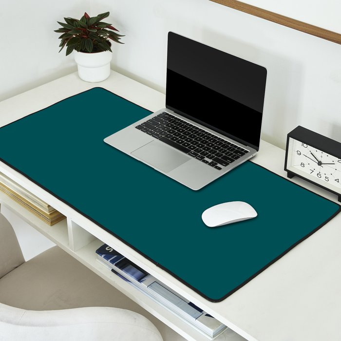 Botanical Teal Green Solid Color Desk Mat Gallery Image 2
