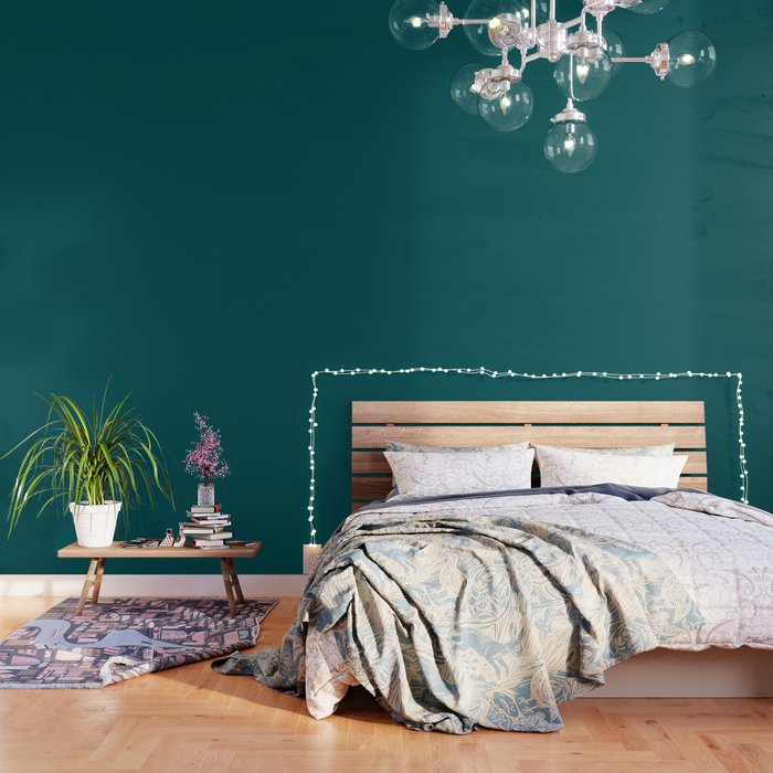 Botanical Teal Green Solid Color Wallpaper Gallery Image 1