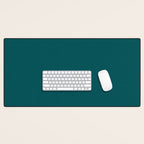 Botanical Teal Green Solid Color Desk Mat Gallery Image 1
