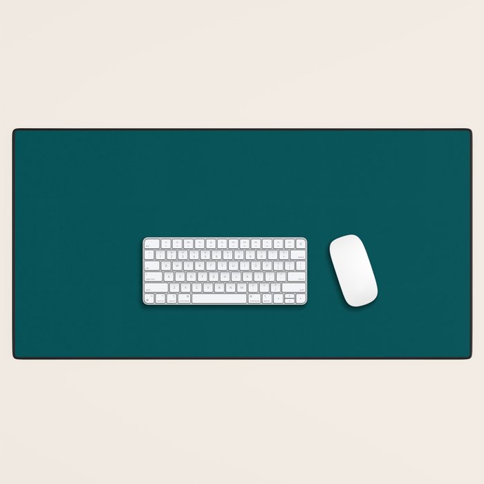 Botanical Teal Green Solid Color Desk Mat Gallery Image 1