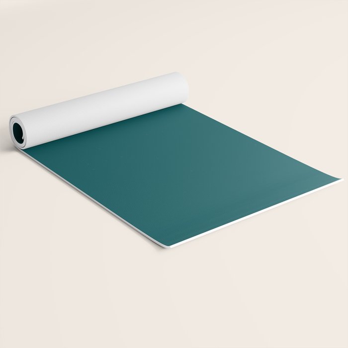 Botanical Teal Green Solid Color Yoga Mat Gallery Image 2