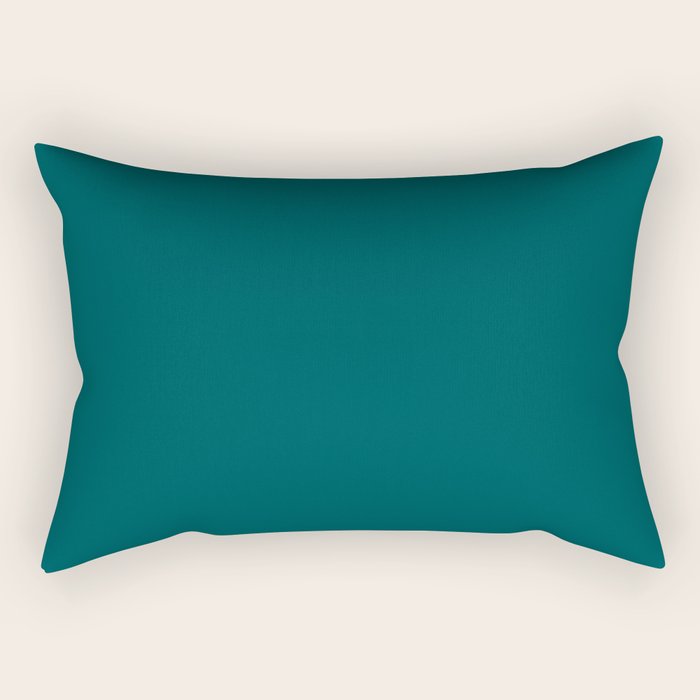 Botanical Teal Green Solid Color Rectangular Pillow Gallery Image 2