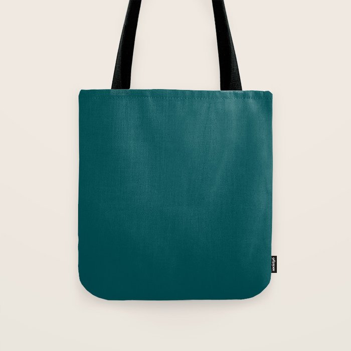 Botanical Teal Green Solid Color Tote Bag Gallery Image 1