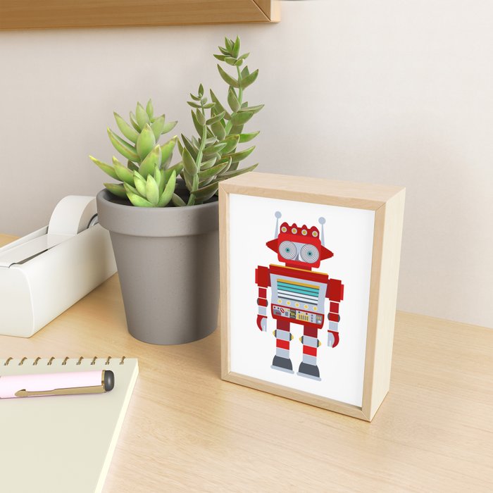 Red Robot Retro Toy Mini Art Print Gallery Image 2