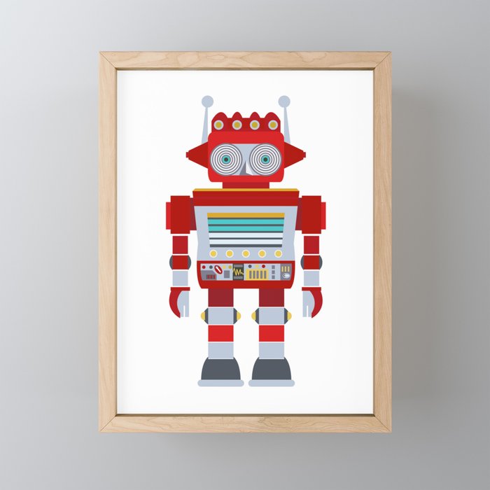 Red Robot Retro Toy Mini Art Print Gallery Image 1