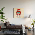 Red Robot Retro Toy Wood Wall Art Gallery Image 2
