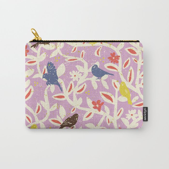 Birds in branches chalky pink Carry All Pouch Gallery Image 1